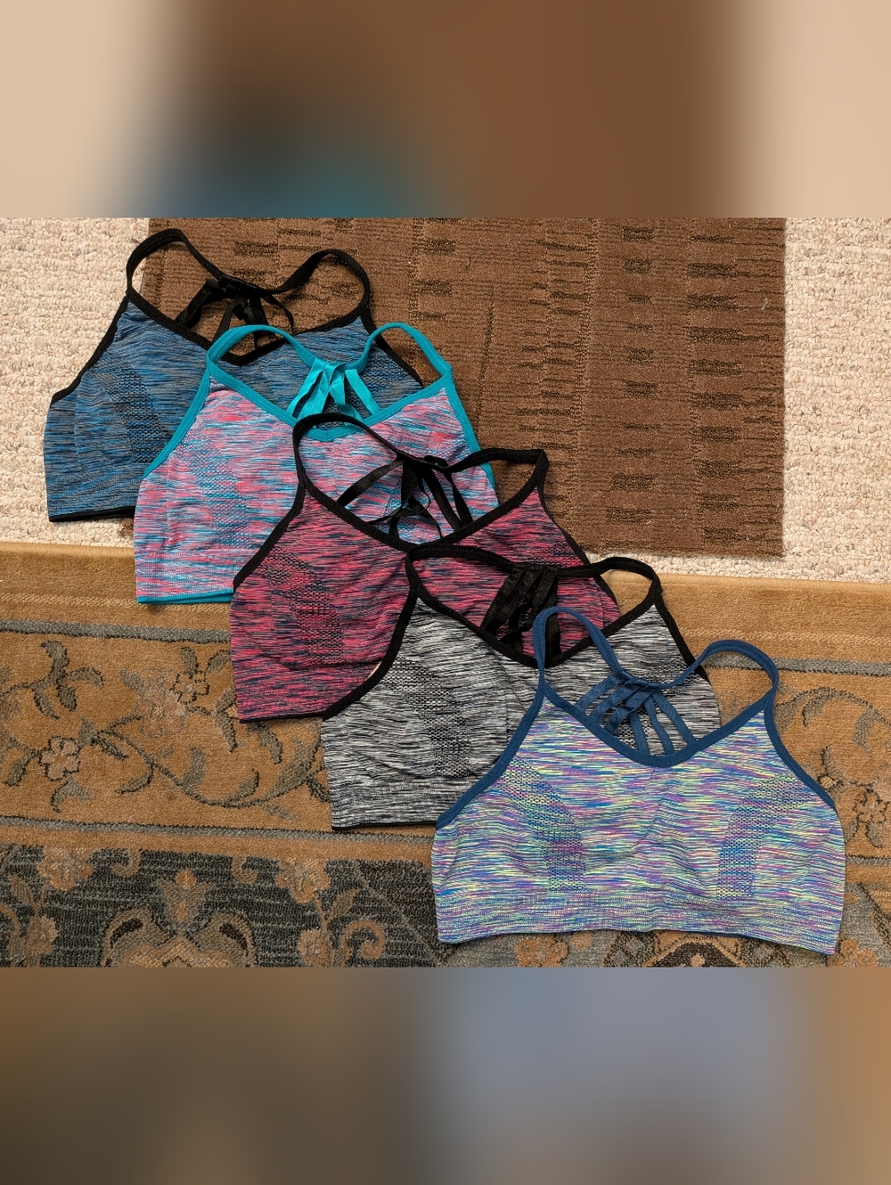 Women's Wire Free Low Impact Strappy Sports Bras, Pack of 5, Size L